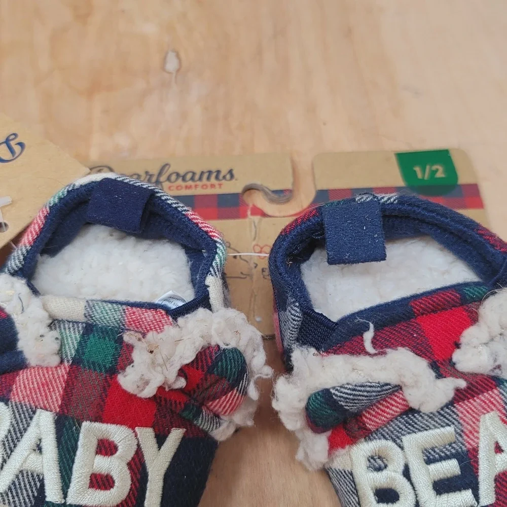 Dear Foams Slippers Baby Size 1/2 Baby Bear Plaid